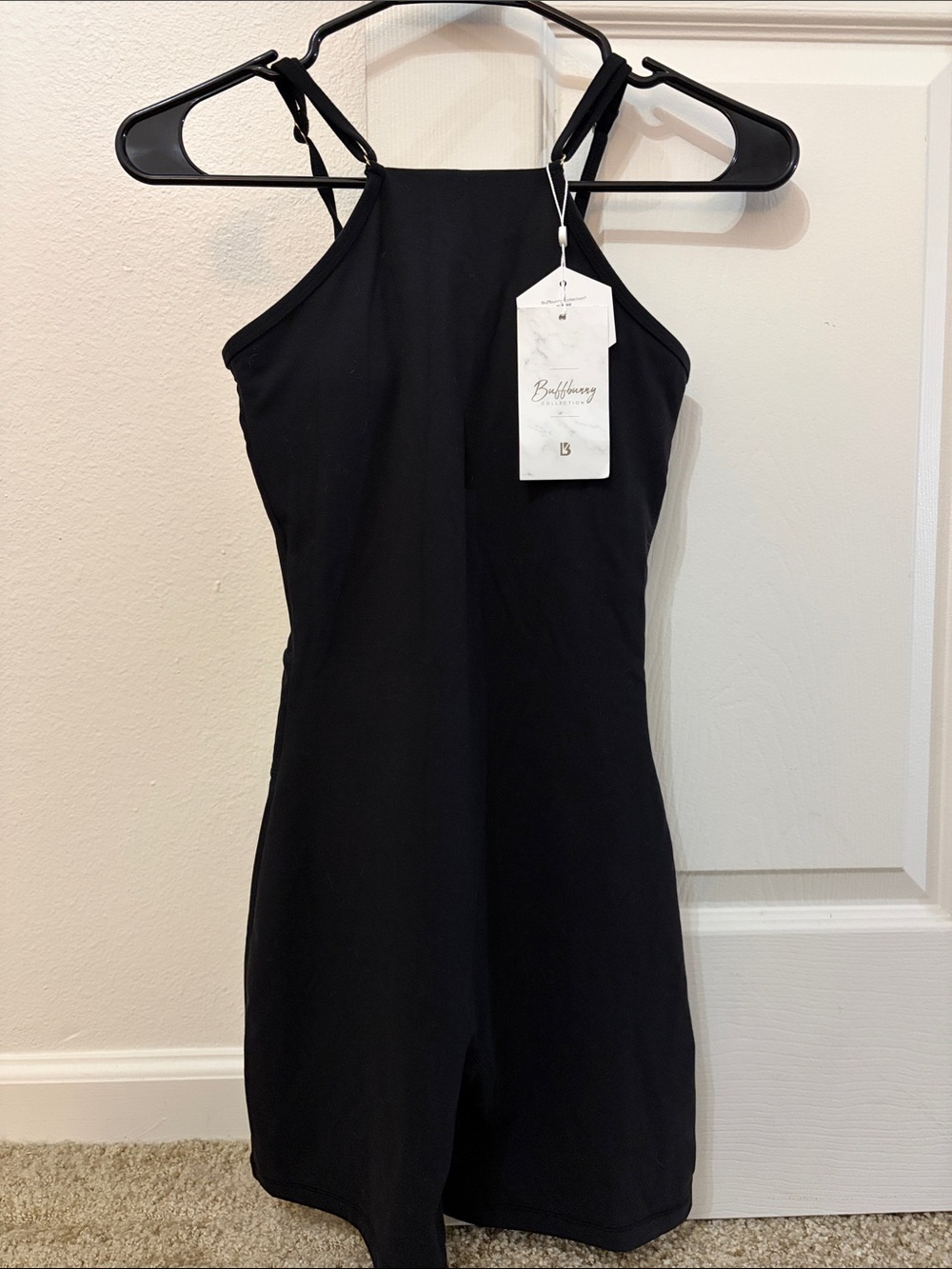 Buffbunny Black Halter-Neck Women's Workout Suit/shorts